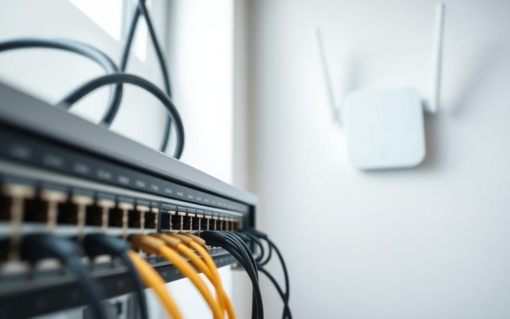 Netværksudstyr og kabelarbejde i dansk kontormiljø
